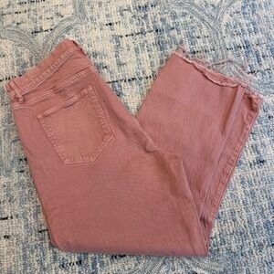Loft High Waist Straight Crop Jeans Frayed Hem‎ Rose Pink Womens Size 32 14